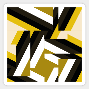 distorted houndstooth - mustard, yellow, black and white Sticker